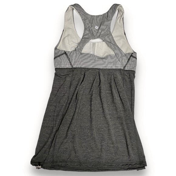 Lululemon Run Your Heart Out Tank Racerback Heathered Black White Microstripe 8 - Picture 9 of 14